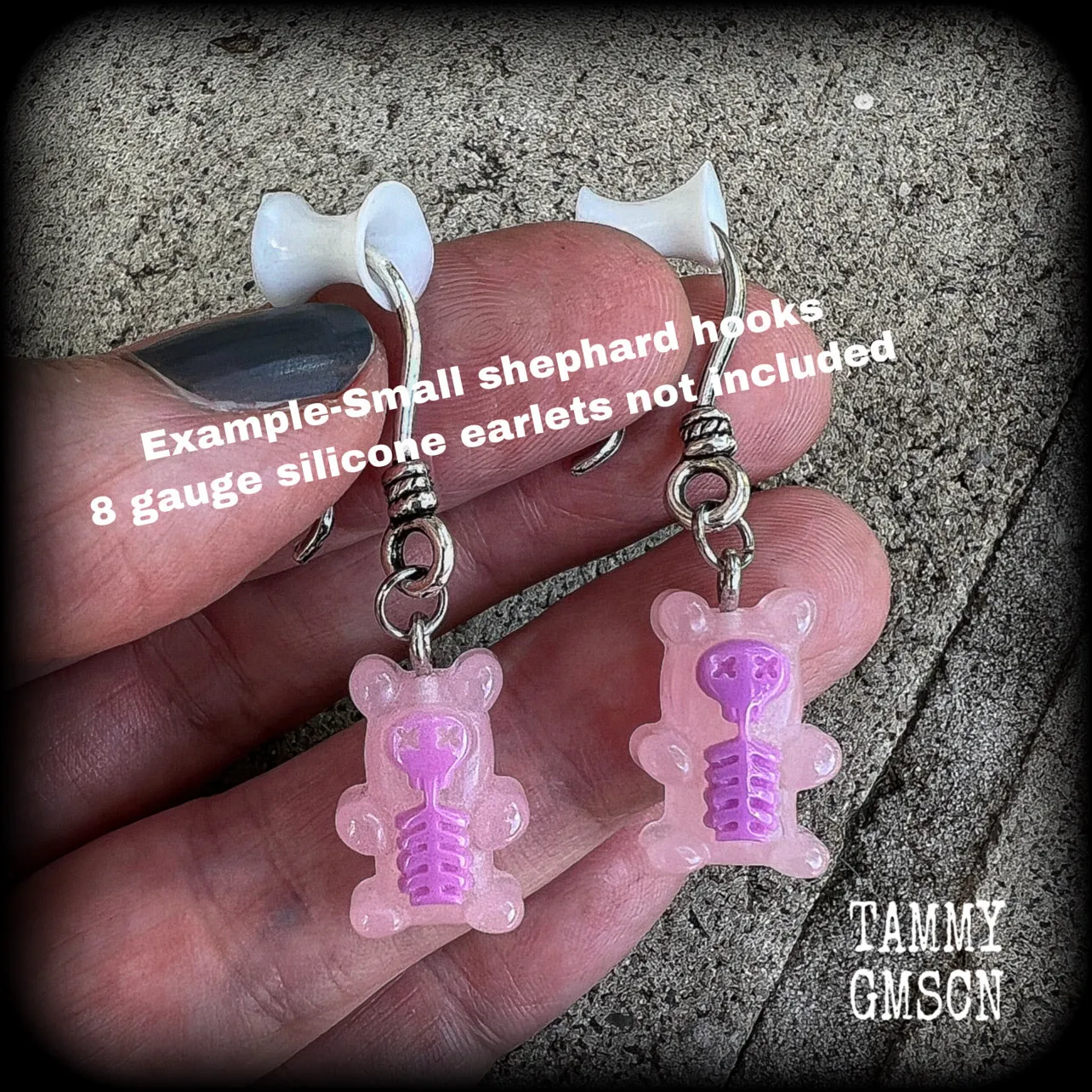 Skeleton gummy bear earrings