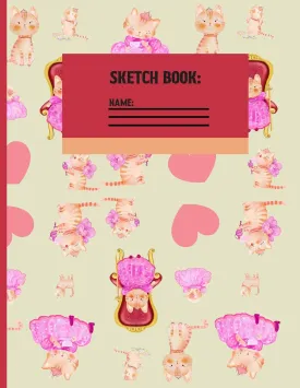 Sketchbook: Cat princess pattern Sketch paper for kids to draw in .120 pages (8.5 x 11 Inch). Paperback  Large Print, July 3, 2019