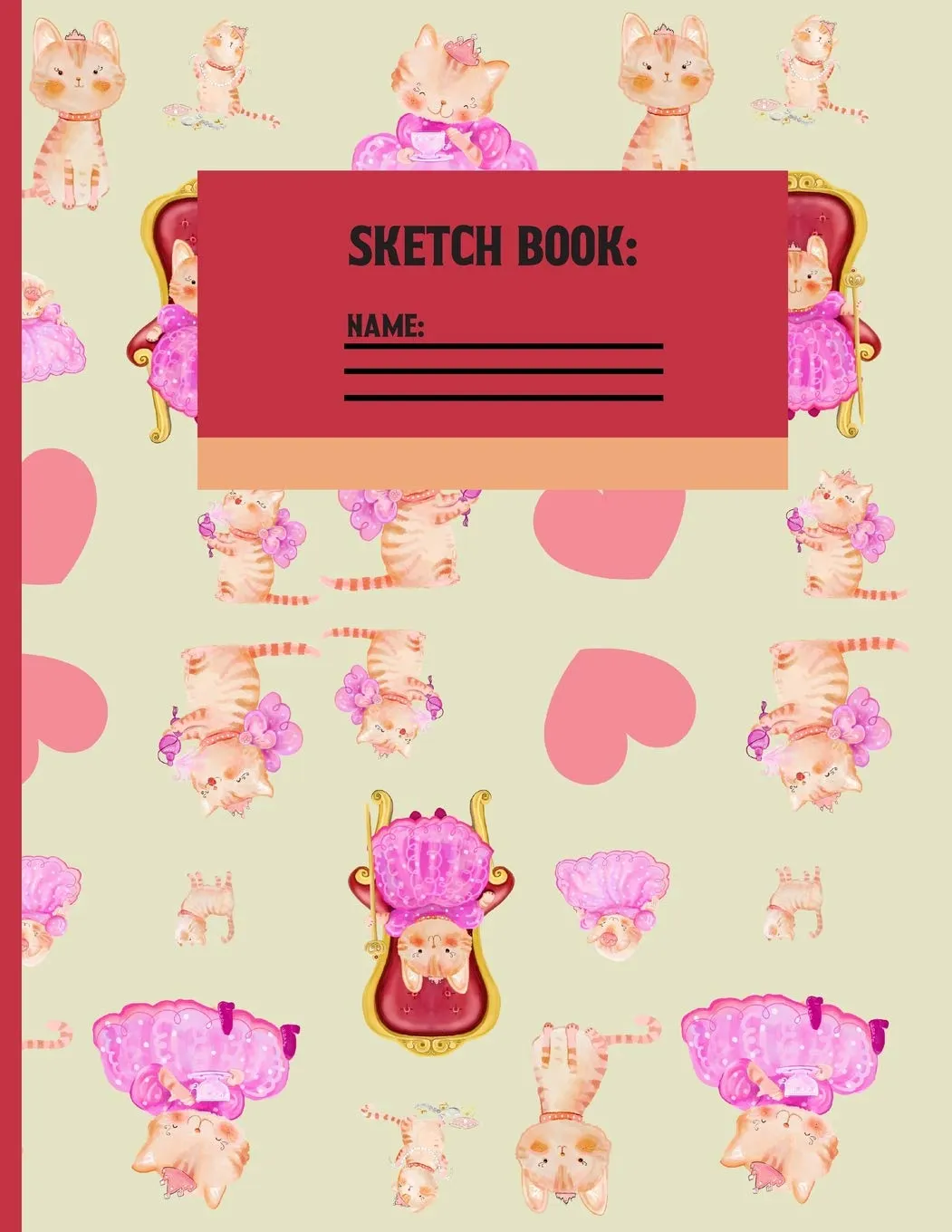 Sketchbook: Cat princess pattern Sketch paper for kids to draw in .120 pages (8.5 x 11 Inch). Paperback  Large Print, July 3, 2019