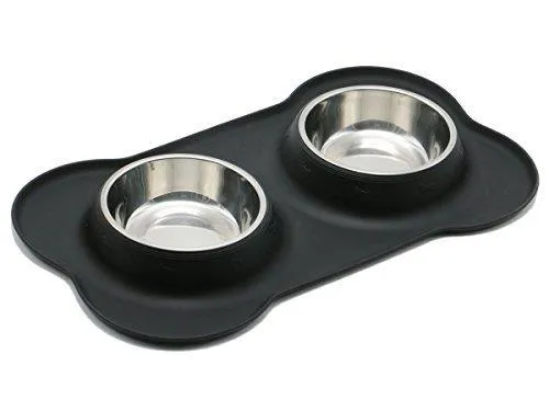 Stainless Steel Dog Bowls with Silicone Mat