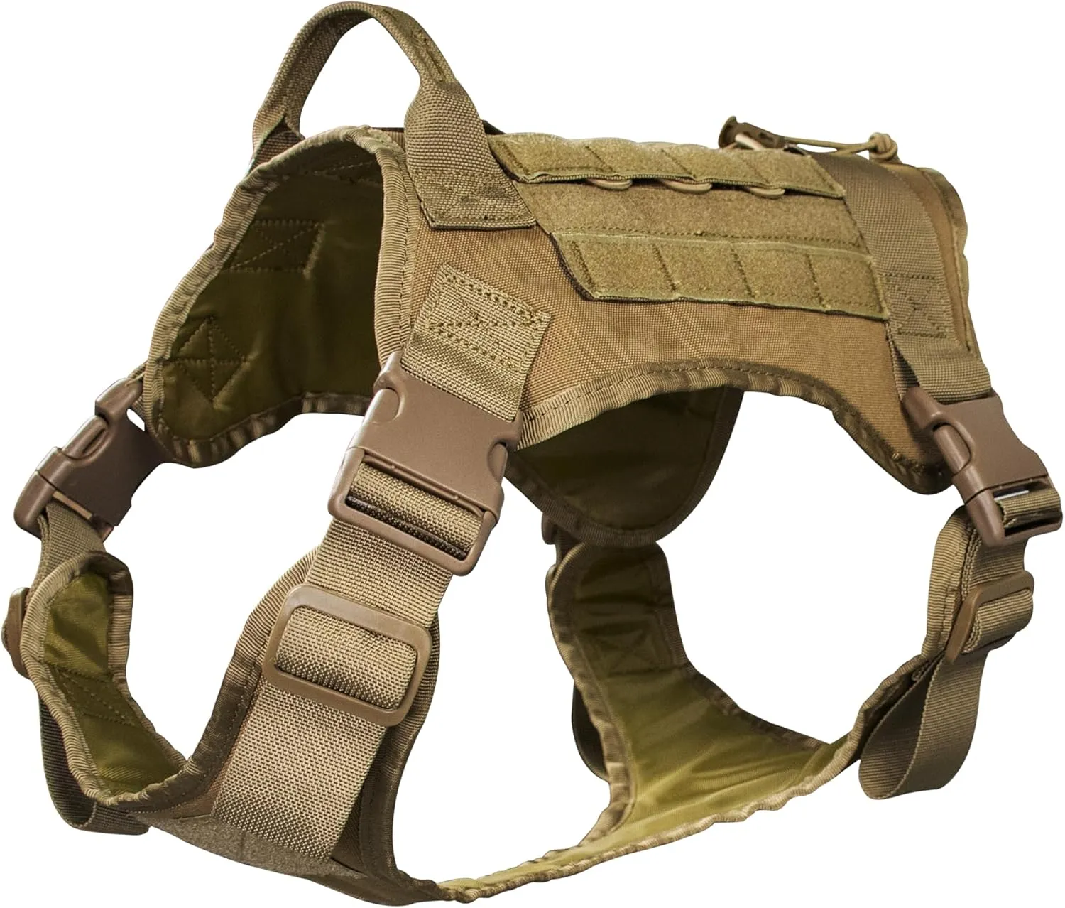 Tactical Dog Harness with Top Elastic Retention Cord - K9 Dog Training Vest No-Pull Adjustable Outdoor Training Vest - Molle System, Military Service