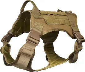 Tactical Dog Harness with Top Elastic Retention Cord - K9 Dog Training Vest No-Pull Adjustable Outdoor Training Vest - Molle System, Military Service