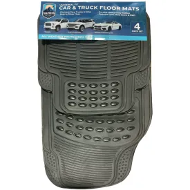 Trapper's Peak Automotive Floor Mats - Heavy-Duty Rubber, Universal Fit Full Set, ClimaProof, Trimmable For Most Cars, Sedan, SUV, Truck, Black FULL SET 4 PCS BLACK