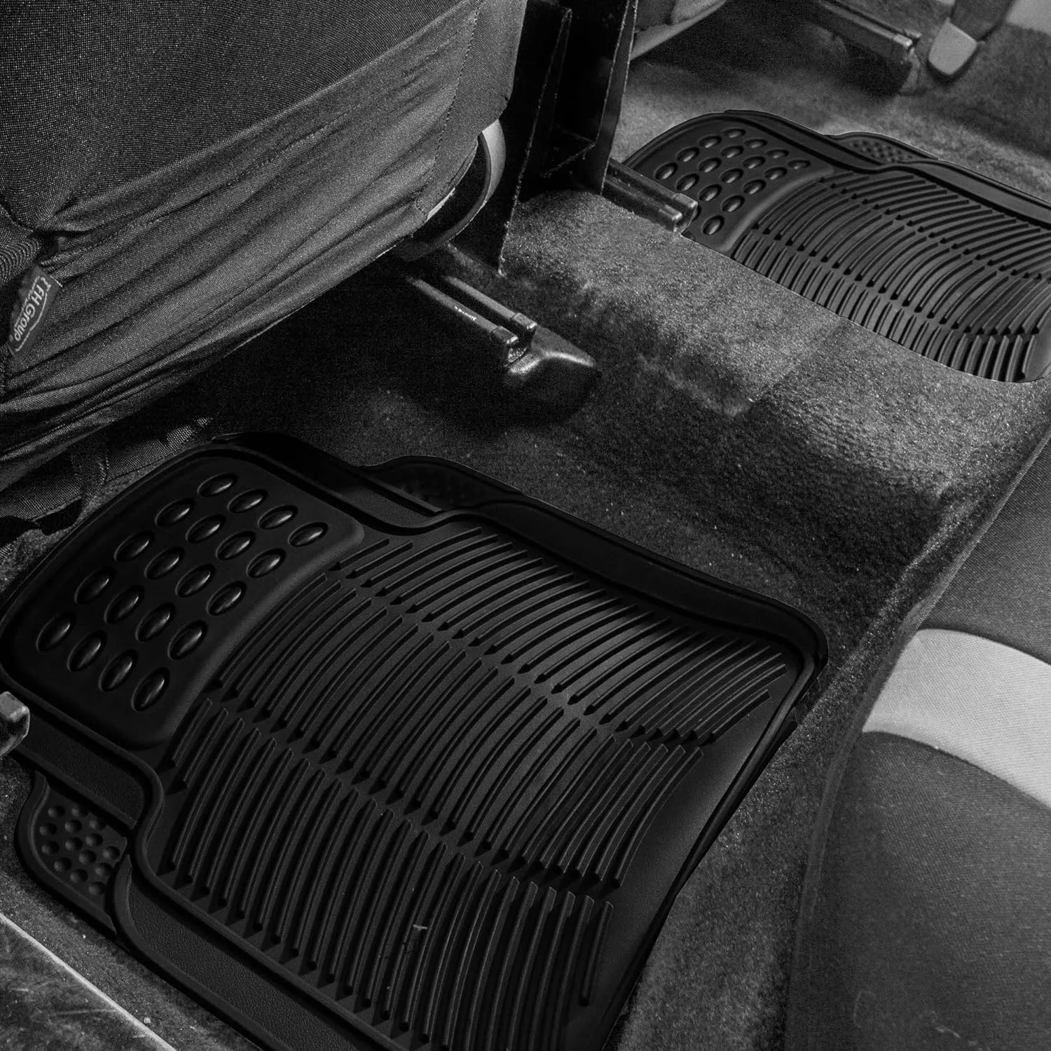 Trapper's Peak Automotive Floor Mats - Heavy-Duty Rubber, Universal Fit Full Set, ClimaProof, Trimmable For Most Cars, Sedan, SUV, Truck, Black FULL SET 4 PCS BLACK