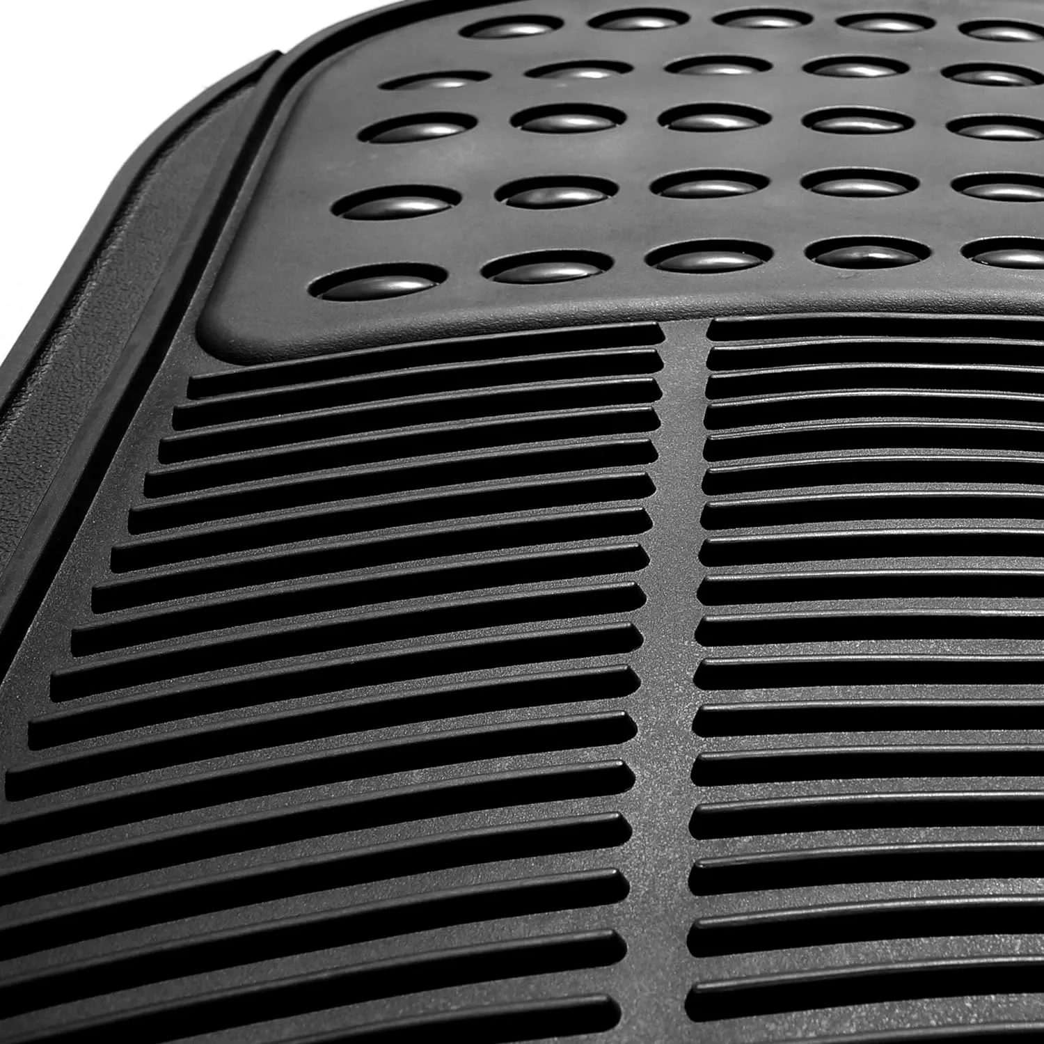 Trapper's Peak Automotive Floor Mats - Heavy-Duty Rubber, Universal Fit Full Set, ClimaProof, Trimmable For Most Cars, Sedan, SUV, Truck, Black FULL SET 4 PCS BLACK