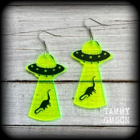 UFO earrings-Dinosaur abduction earrings