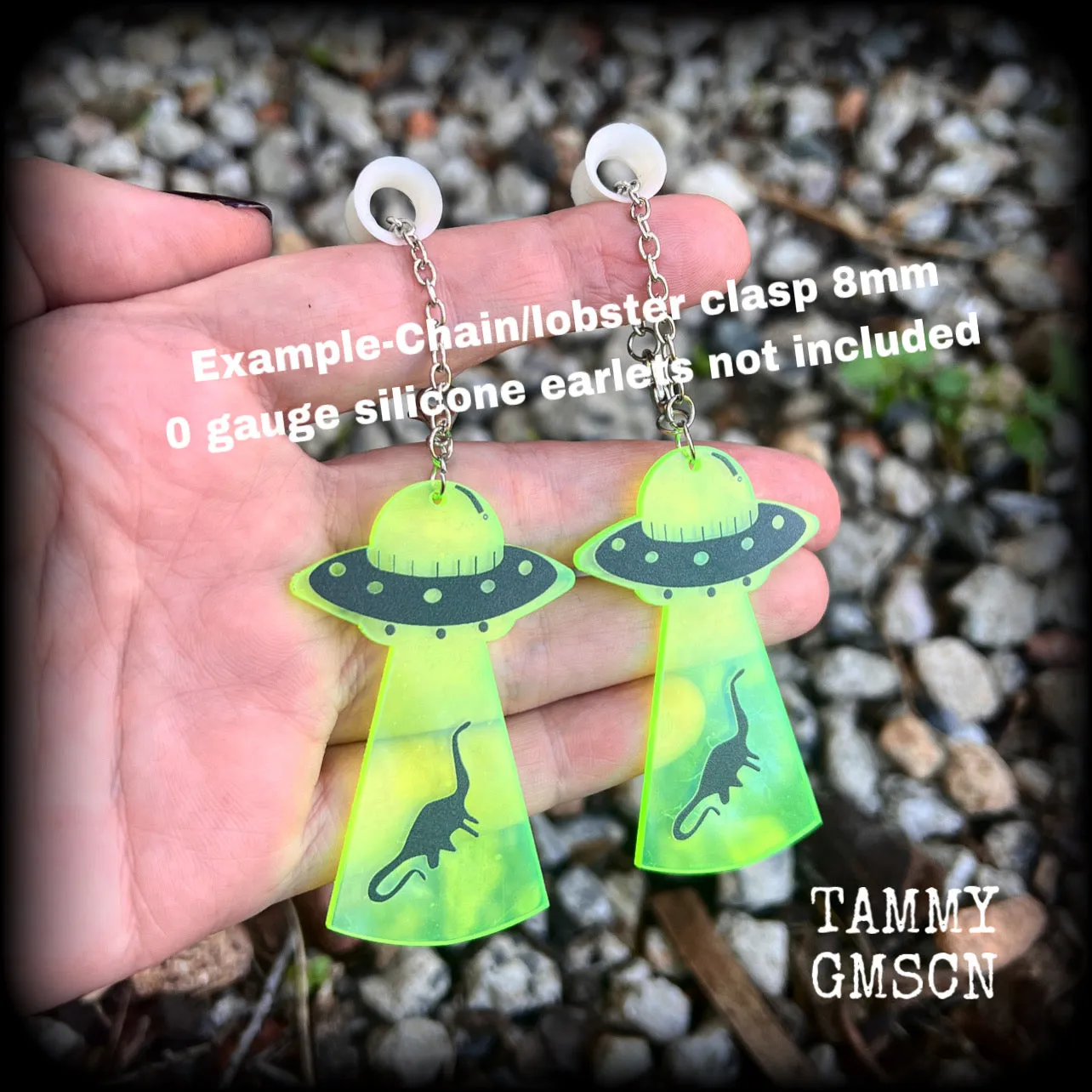 UFO earrings-Dinosaur abduction earrings
