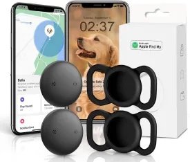 VB GPS Tracker for Dogs (2 Pack), Mini GPS Cat Tracker, Smart Pet Activity Tracker (iOS Only), No Monthly Fee, Compatible with Apple Find My, Anti-Lost, Finder Tag for Vehicles/Pets/Kids/Items