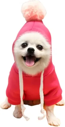 Warm Dog Winter Clothes Cute Fruit Dog Coat Hoodies Fleece Pet Dogs Costume Jacket for French Bulldog Chihuahua Ropa para Perro(1 Rose Red,S)