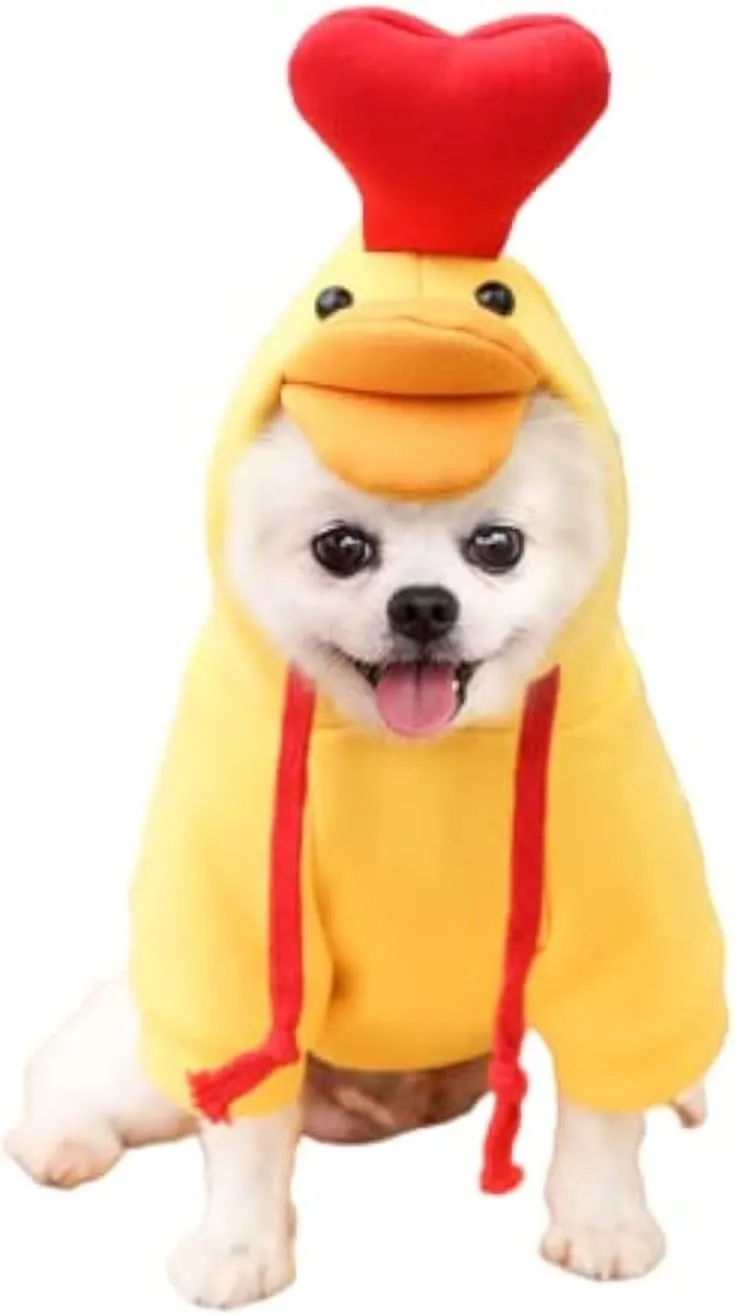 Warm Dog Winter Clothes Cute Fruit Dog Coat Hoodies Fleece Pet Dogs Costume Jacket for French Bulldog Chihuahua Ropa para Perro(5 Yellow Duck,XS)