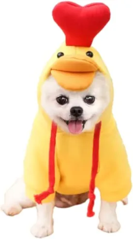 Warm Dog Winter Clothes Cute Fruit Dog Coat Hoodies Fleece Pet Dogs Costume Jacket for French Bulldog Chihuahua Ropa para Perro(5 Yellow Duck,XS)