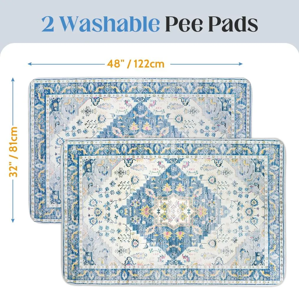 Washable Pee Pads for Dogs, 2 Pack Reusable Puppy Training Pads 48"x32" Super Absorbent Waterproof Dog Training Pads, Non-Slip Potty Pads, Whelping Pads Litter Mat