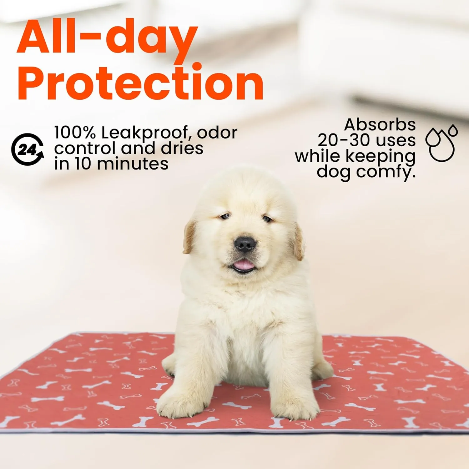 Washable Pee Pads for Dogs 28x32 - 2Pack Super Absorbent Reusable Puppy Potty Training Pad - Waterproof Cloth Whelping Blankets - Urine Leakage & Non-Slip Mat for Housebreaking Carpet
