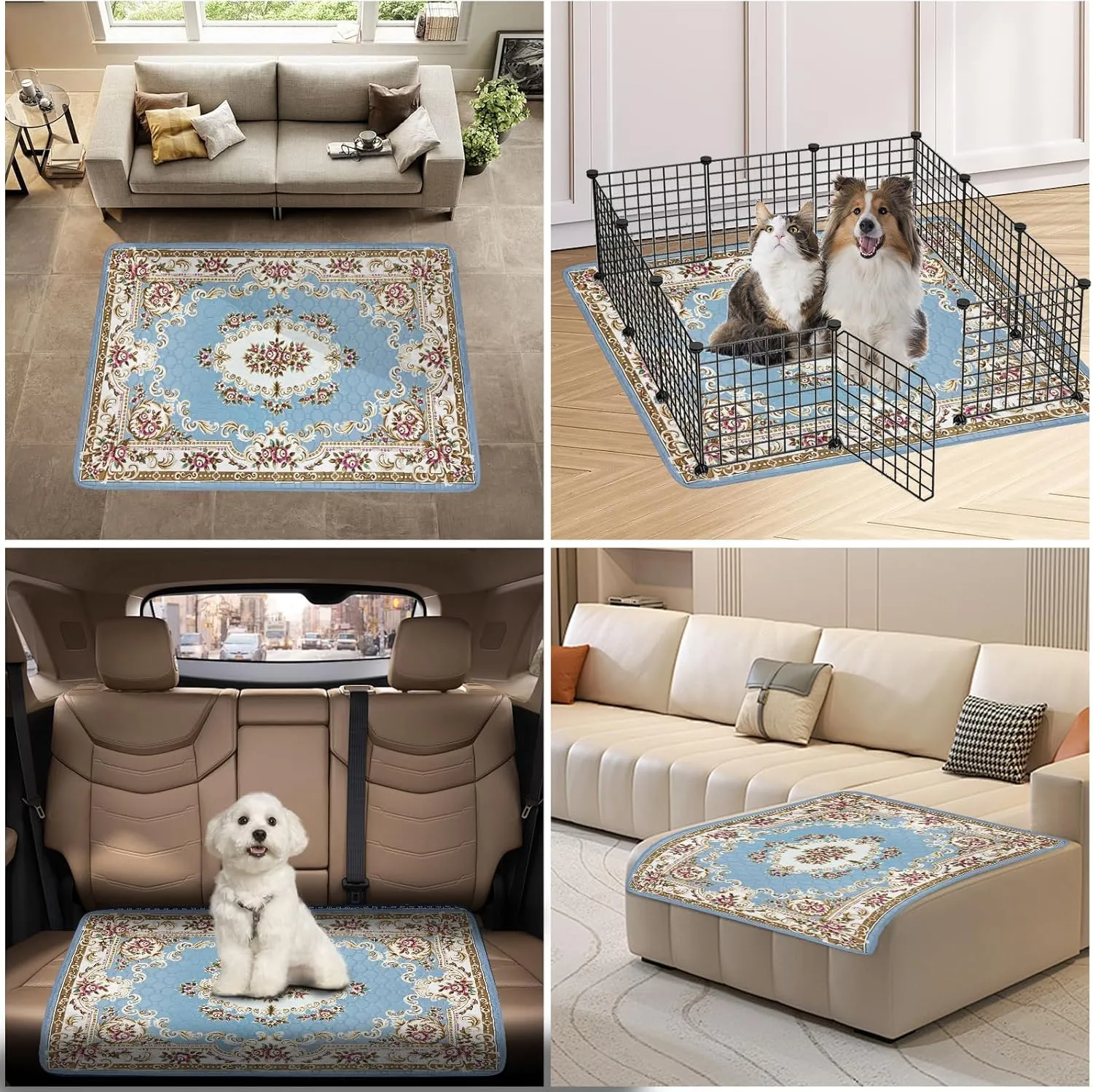 Washable Pee Pads for Dogs,2 Pack Super Absorbent Reusable Puppy Pads 36"48" Quick Dry,Waterproof& Non-Slip Whelping Pads for Crate,Floor,Sofa (Medallion Grey, 36"x48"(Pack of 2))