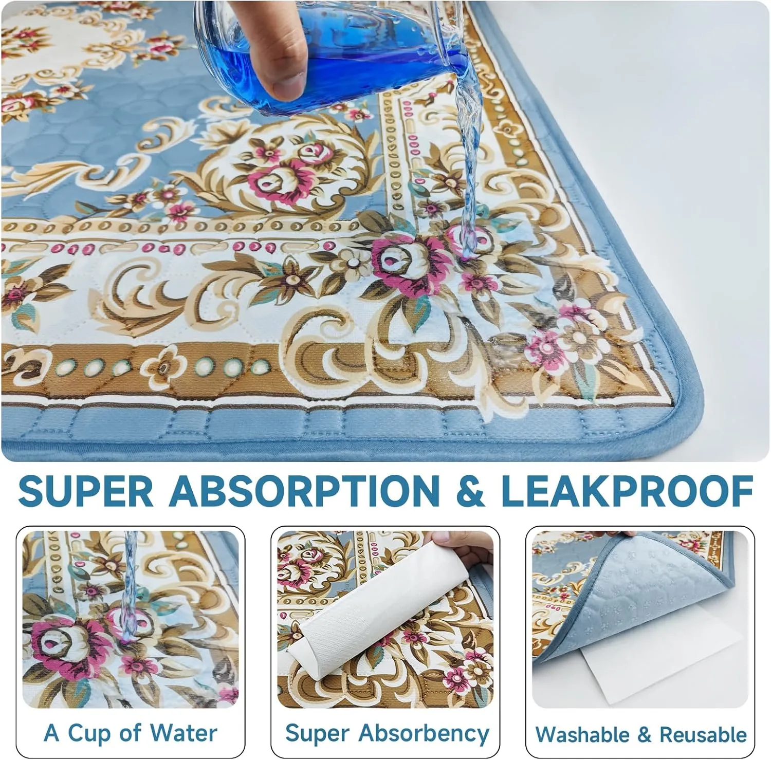 Washable Pee Pads for Dogs,2 Pack Super Absorbent Reusable Puppy Pads 36"48" Quick Dry,Waterproof& Non-Slip Whelping Pads for Crate,Floor,Sofa (Medallion Grey, 36"x48"(Pack of 2))