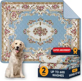 Washable Pee Pads for Dogs,2 Pack Super Absorbent Reusable Puppy Pads 36"48" Quick Dry,Waterproof& Non-Slip Whelping Pads for Crate,Floor,Sofa (Medallion Grey, 36"x48"(Pack of 2))