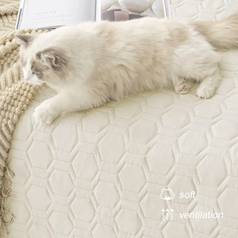 Waterproof and Anti-Slip Dog Bed Cover and Pet Blanket Sofa Pet Bed Mat car Incontinence Mattress Protectors Furniture Couch Cover for Most Cats Dogs, Pets30x70-Ivory