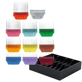 Wide Colored Combs Set of 10 and 30W Blade With Black Holder by PetStore.Direct