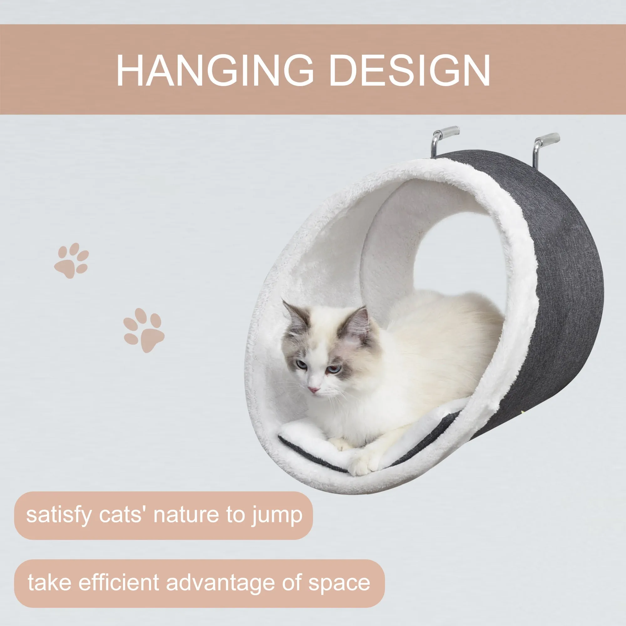Windowsill Mounted Cat Perch Hanging Kitten House with Comfortable Removable Flannel Carpet