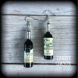 Wine bottle earrings-Bottle of wine earrings