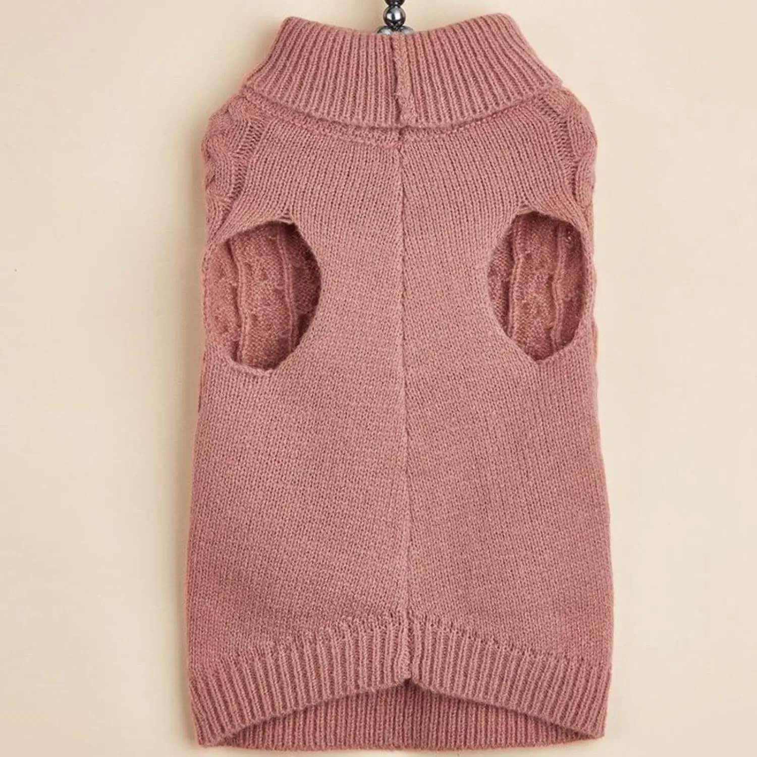Yanmucy Dog Turtleneck Sweater Bow Knitting Dog Jumper Warm Dog Winter Clothes Pullover Knitwear Crochet Dog Coat Christmas Costume for Small Medium Large Dogs Cats (Medium, Nude Pink)