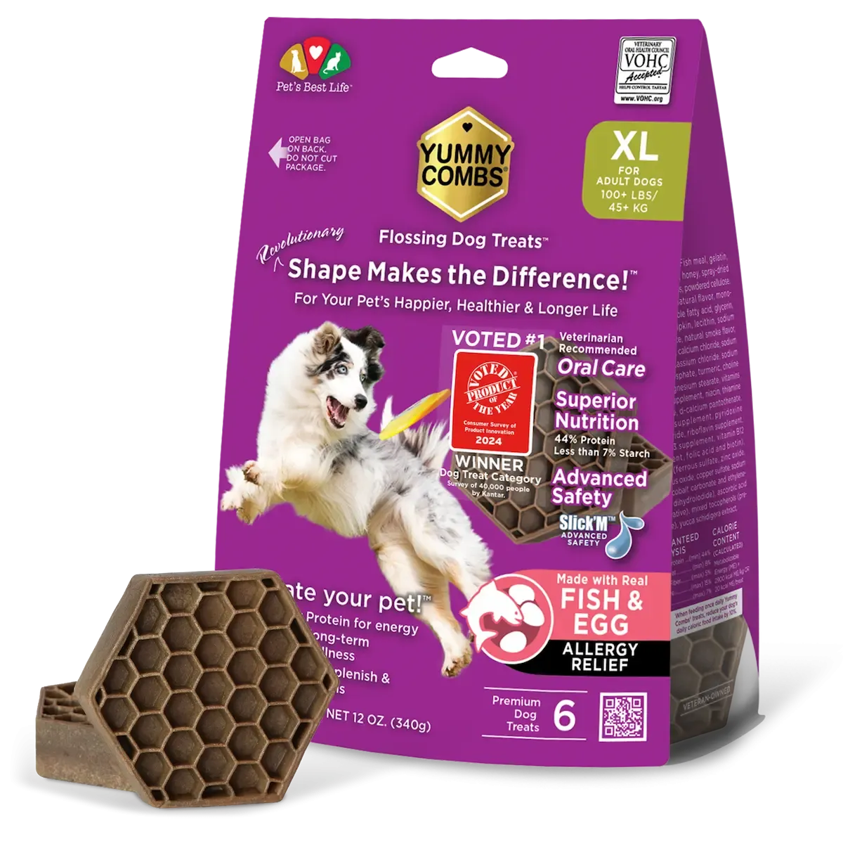 Yummy Combs Fish & Egg Flossing Adult Dog Treats (Medium 12 oz (26-50 lbs 12-22 kg))