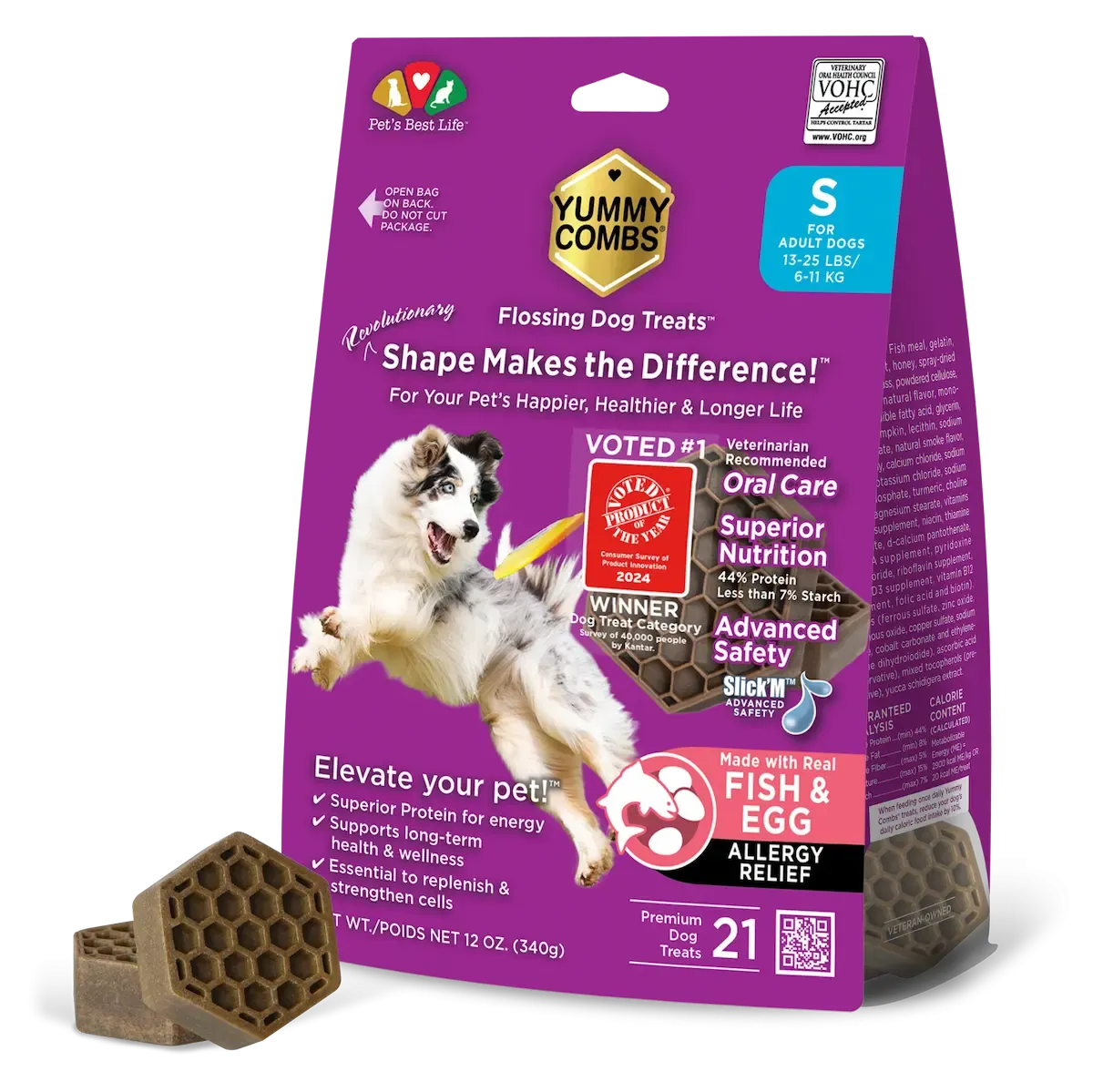 Yummy Combs Fish & Egg Flossing Adult Dog Treats (Medium 12 oz (26-50 lbs 12-22 kg))
